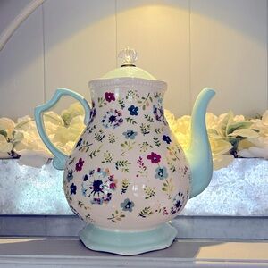 Tea Pot Stoneware Acrylic Knob 2.7 Quarts Beautiful!